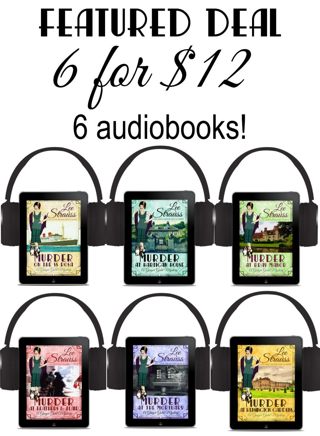 Ginger Gold Mystery Audiobook Bundle – 6 historical cozy mysteries with 1920s
